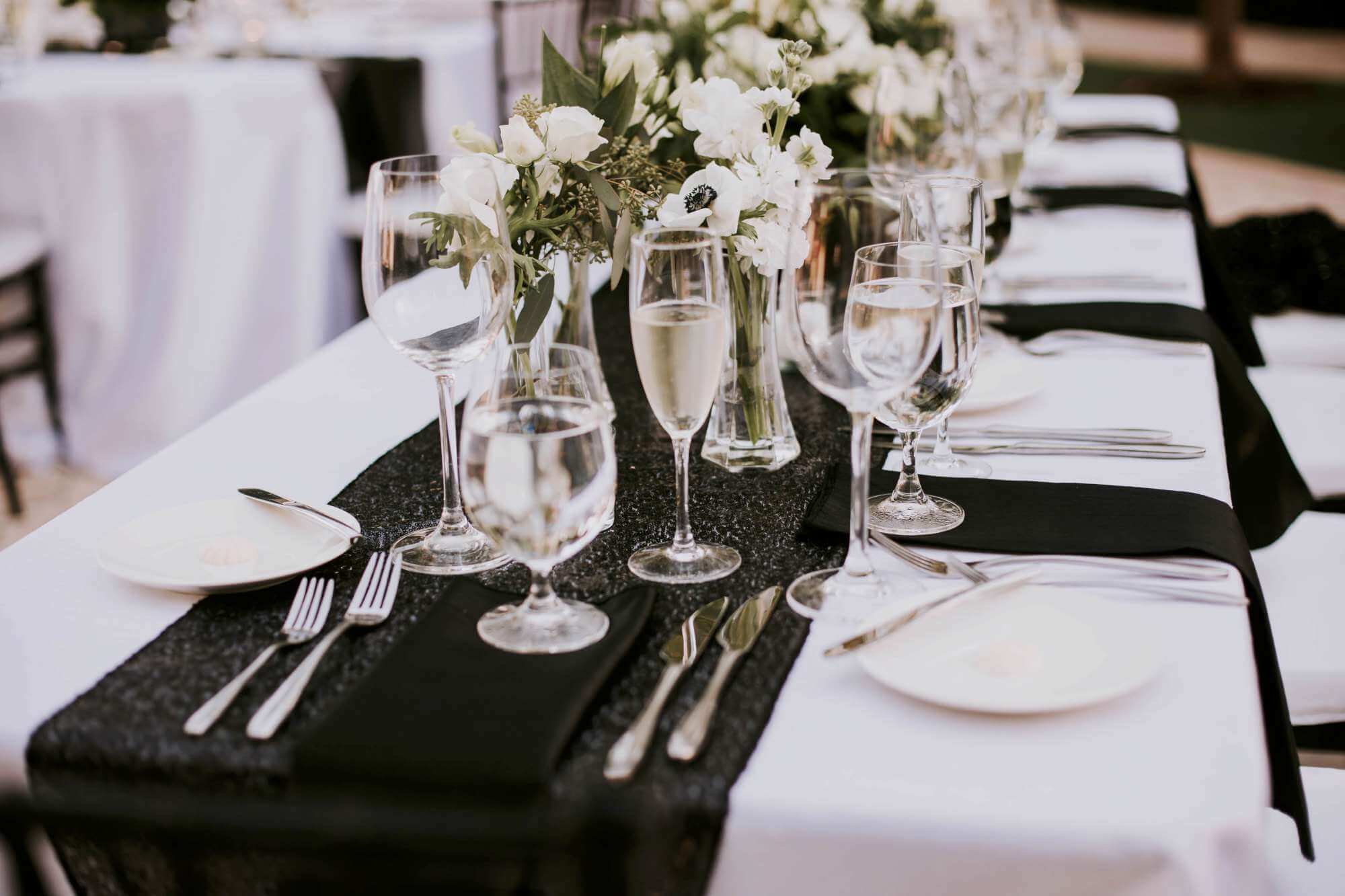 table decoration and white wedding florals